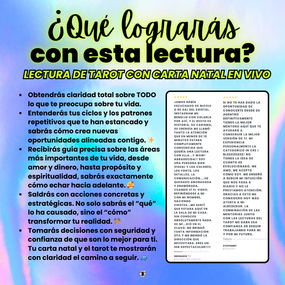 Reunion 1:1 De Lectura Tarot + Carta Natal Para Resolver Tu Vida™️ 💫