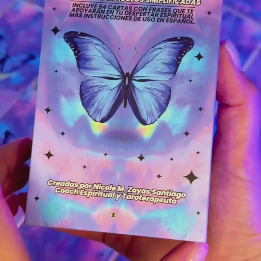 54 Cartas Del Oráculo Simplificadas™️ 🦋 Con Estrellas Holográficas Por Los Lados, Imágenes Fáciles de Entender y Mensajes Directos Para Interpretación Inmediata. Perfectas Para Uso Diario.